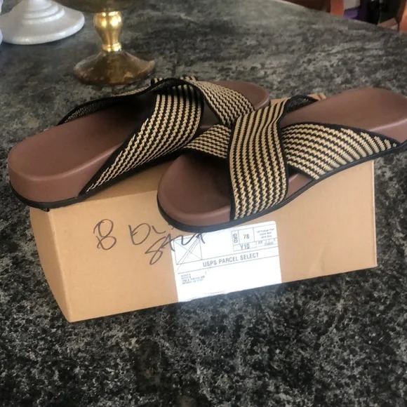 Rothy's Black and Gold Woven Slides - Picture 3 of 4